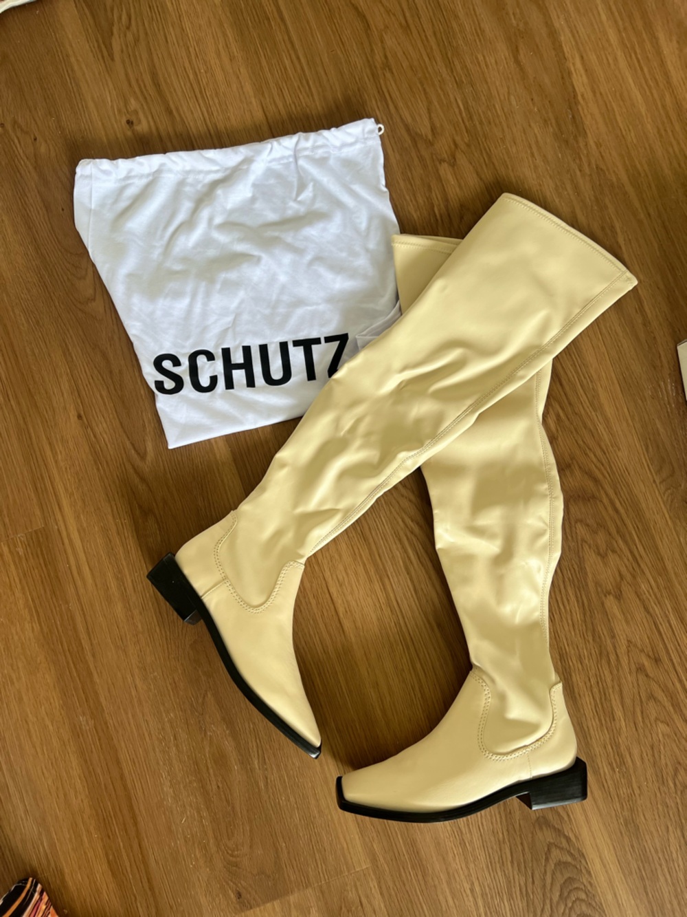 SCHUTZ Guily Up Soft Nude Knee-High Leather Boots 7.5